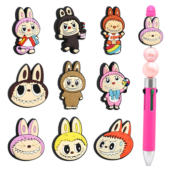 Wholesale 10pcs Cartoon bead pen beads PVC soft rubber loose bead jewelry accessories DIY ballpoint pen beads
