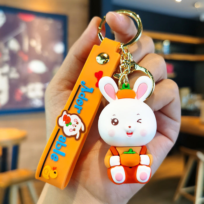 Wholesale Cute Bunny Cartoon Rubber Keychain JDC-KC-Tingm158