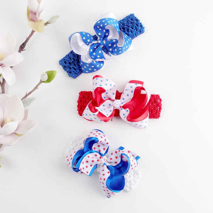 Wholesale 50PCS Children's Bow Independence Day Wide Brim Headband JDC-HD-XiuG003