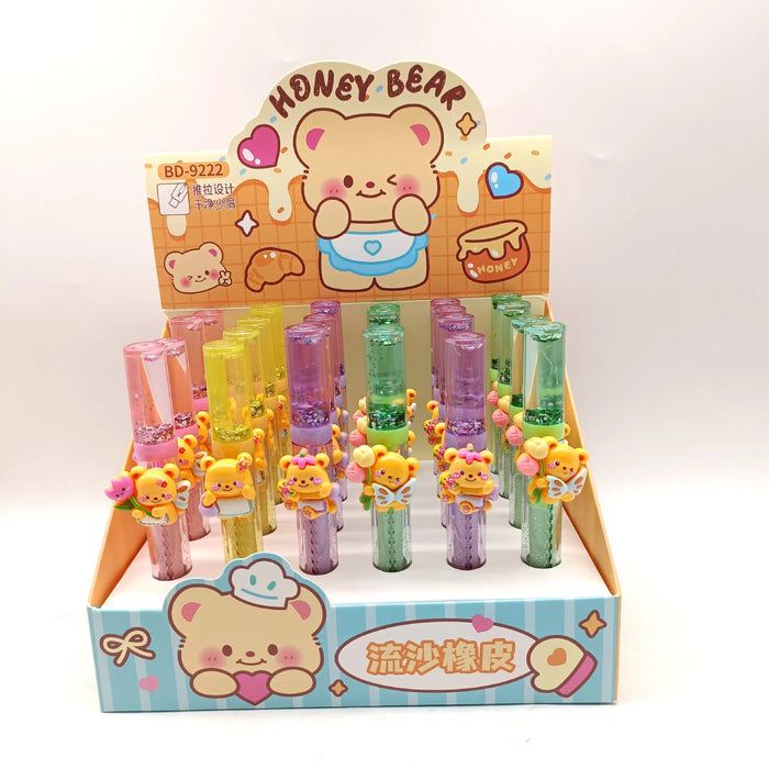 Wholesale Glittery sand filled clean and low residue push pull eraser