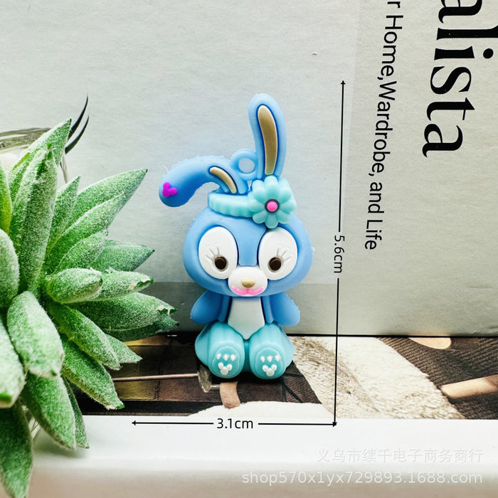Wholesale Cartoon sitting keychain DIY soft plastic figurine car keychain