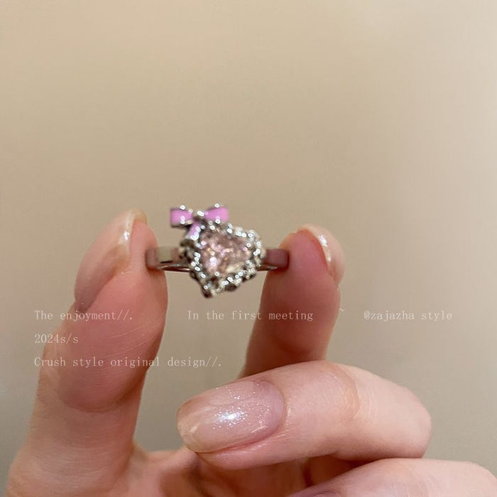 Wholesale Butterfly Knot Love Zircon Open Ring Versatile Personalized Ring Niche Luxury Fashion Finger Ring