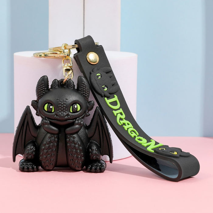 Wholesale Cartoon Black and White Little Flying Dragon Keychain Pendant Soft Plastic Cute Doll Accessories Luggage Pendant