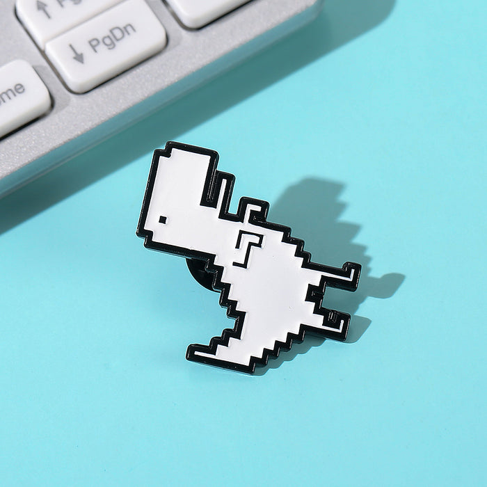 Wholesale Metal Dinosaur Brooch Pin White Art Funny Badge For Bags Clothing Stylish Fashion Accessory For Boutique Resale