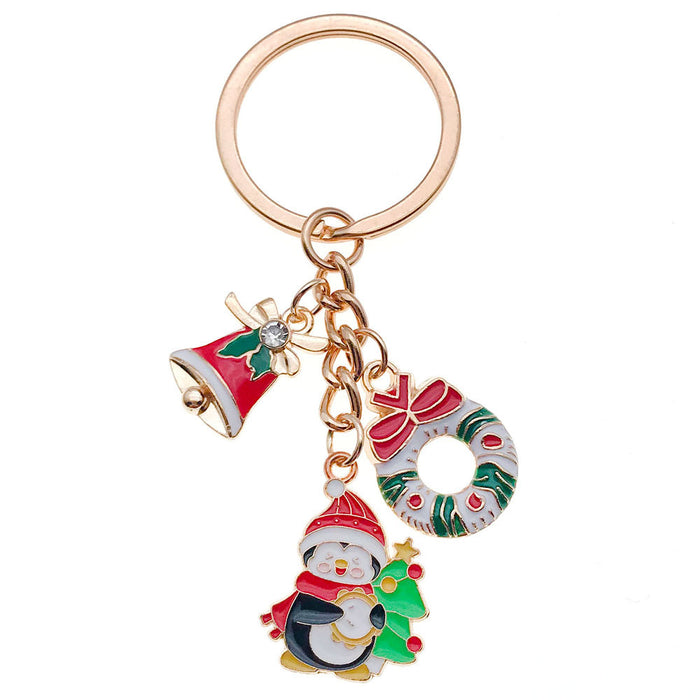Wholesale Zinc Alloy Christmas Keychain with Snowman Elk Design Festive Gift Keyring