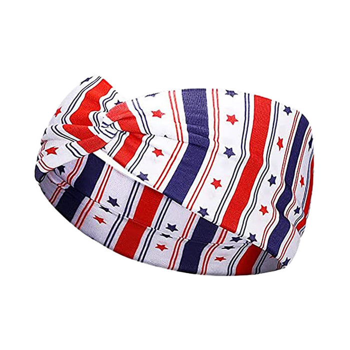 Wholesale 2PCS American Flag Independence Day Stars Knotted Sweat Absorbent Sports Bundle Fabric Headband JDC-HD-YunQ001