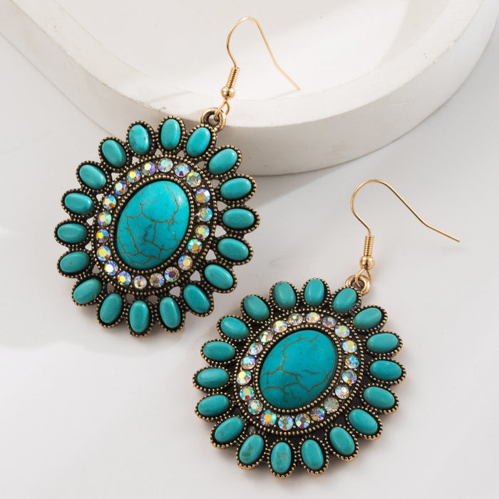 Wholesale Ethnic Style Turquoise Retro Creative Earrings