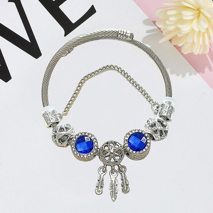 Wholesale Dreamcatcher Beaded Bracelet for Women Black Alloy Electroplated Fashion Jewelry Accessory Gift