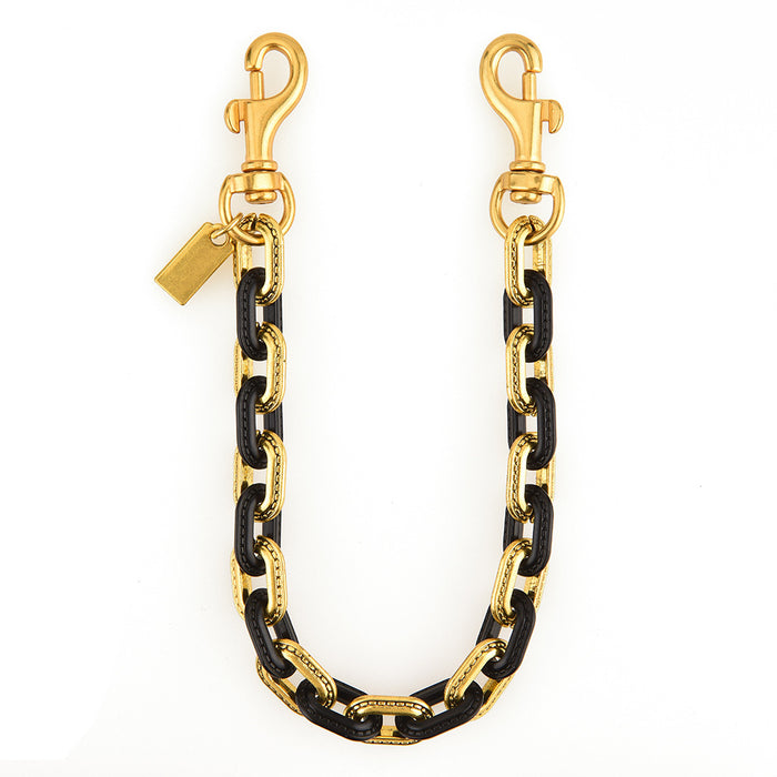 Wholesale Trendy Gold Tone Triple Row Metal Bag Chain With Retro Cross And Crown Motifs Fashion Accessory