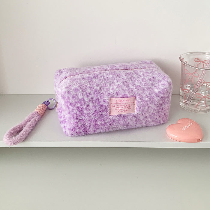 Wholesale Leopard-Print Plush Cosmetic Tote Bag