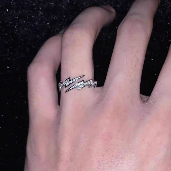 Wholesale Lightning Hip-Hop Ring Opening Adjustable Niche Design Gift