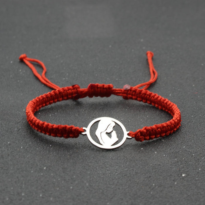 Wholesale ewelry Round Stainless Steel Bracelet Handmade Woven Red Rope Bracelet Couple Bracelet