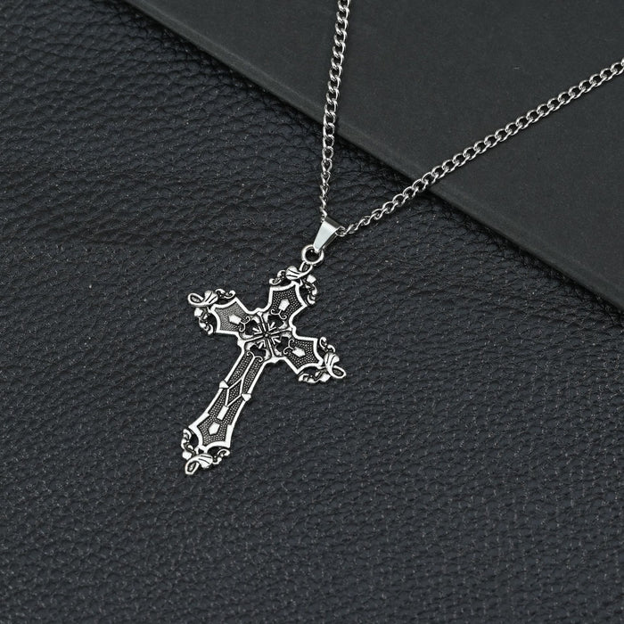 Wholesale Necklace Accessories Street Cross Personalized Alloy Pendant Sweater Chain