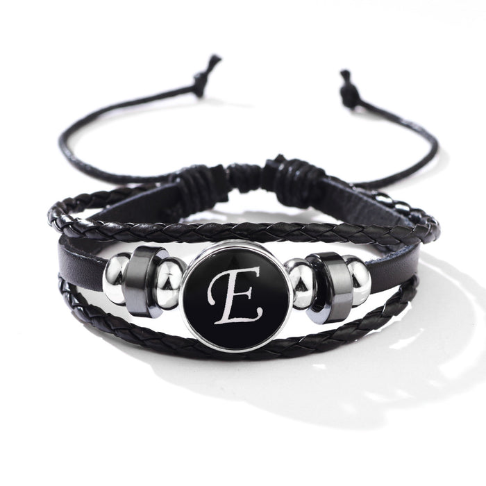 Wholesale 26 English Letters Leather Bracelet JDC-BT-QiN017