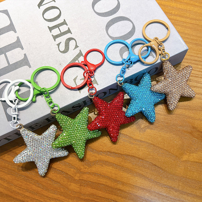 Wholesale Full Diamond Five-pointed Star Alloy Keychain JDC-KC-WoA030