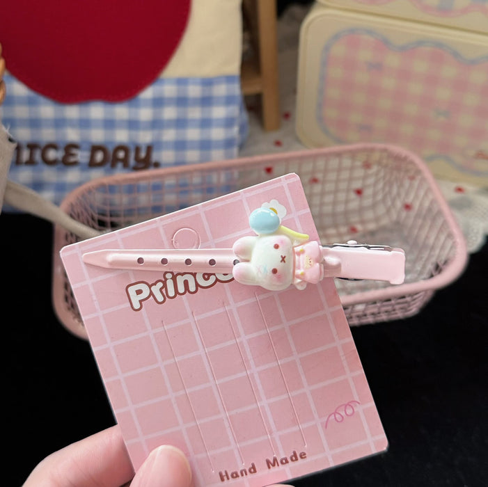 Wholesale Resin Bunny Duckbill Hair Clip Cute Kawaii Pink Barrette For Girls Stylish Hair Accessory Boutique Resale