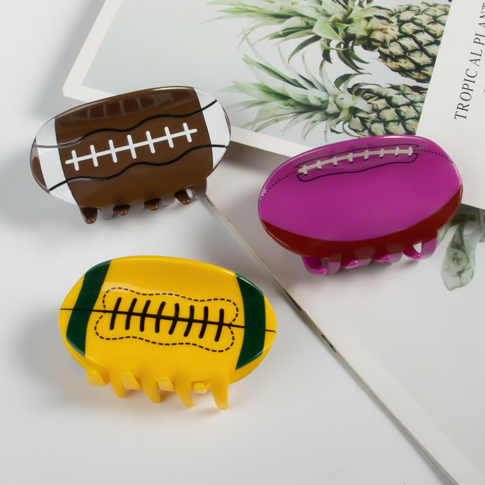 Wholesale Rugby Clamp Ball Hair Clip Printing Acrylic Headwear Hairpin Shark Clip