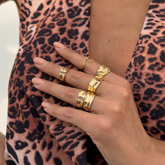 Wholesale  Irregular Liquid Line Open Ring Set Ring Niche Light Luxury Ring