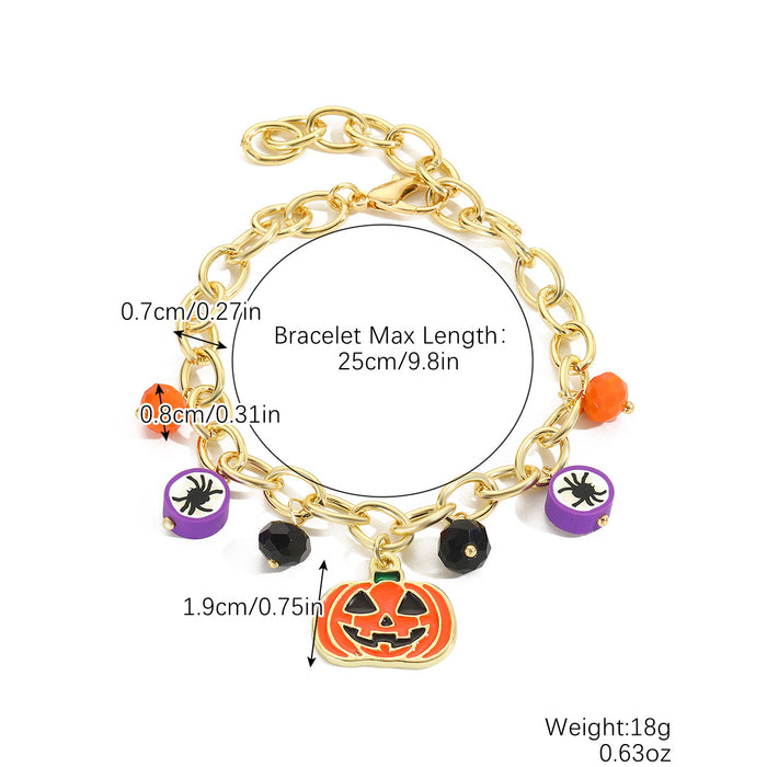 Wholesale Bracelet suit Beads Orange Pumpkin Skull Pendant Halloween Bracelet