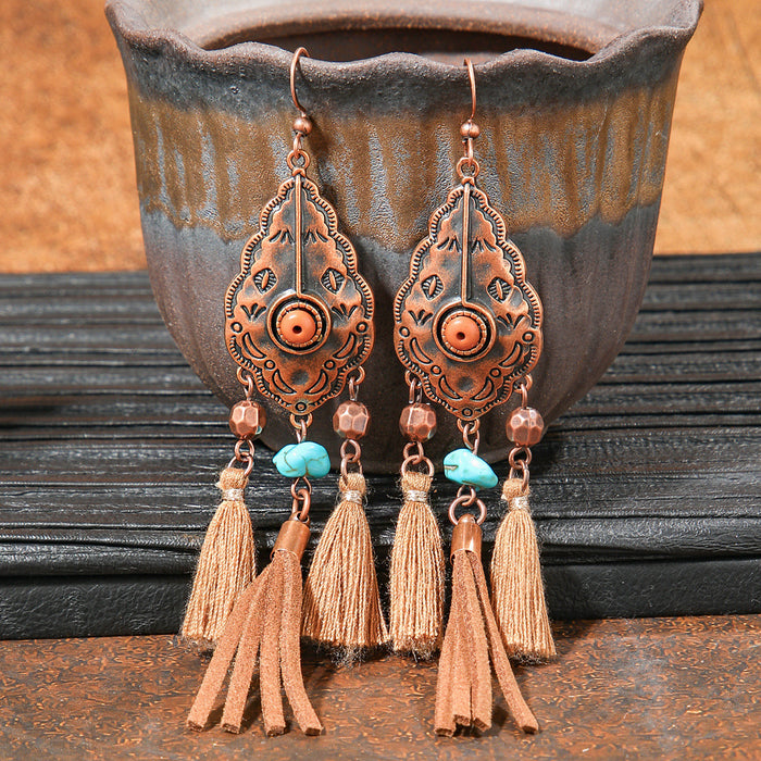 Wholesale Bohemian Tassel Geometric Earrings - Retro Ethnic Style Fashion Accessory MOQ≥2