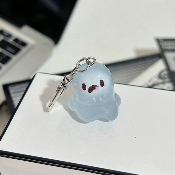 Wholesale Cute Glow-in-the-Dark Ghost Keychain Resin Material Includes Bag and Card Decorative