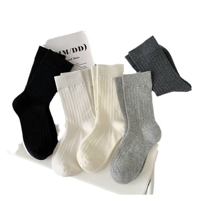 Wholesale Socks with vertical stripes in the middle tube, cotton versatile long tube