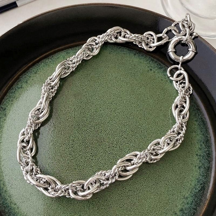 Wholesale Exaggerated Necklace Women's Metal Thick Chain Silver Necklace Chain
