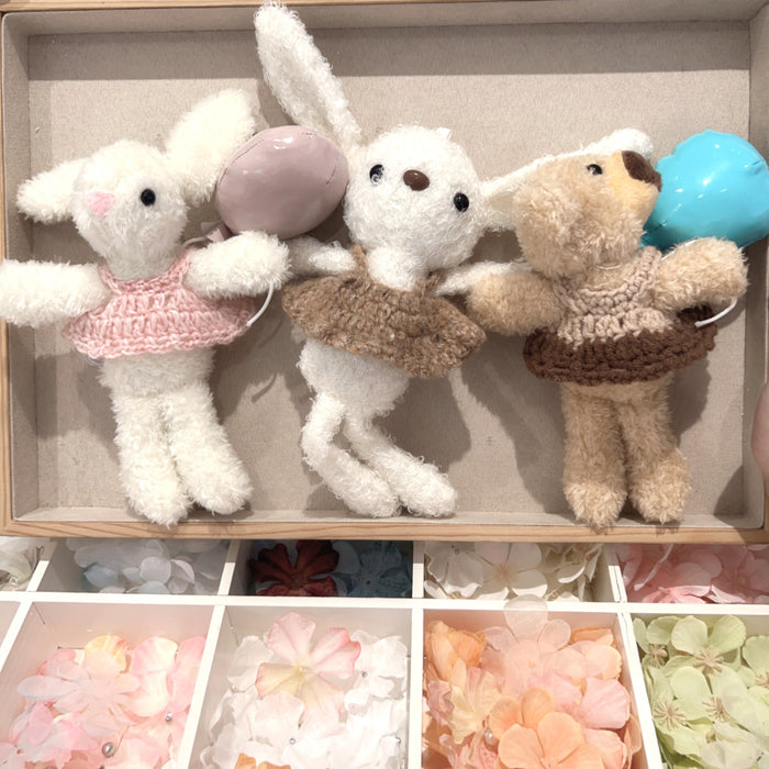 Wholesale Plush balloon teddy bear keychain bag pendant cute cartoon children's toys handmade accessories