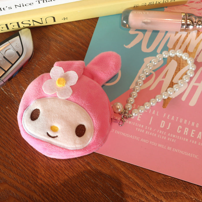 Wholesale Cute Cartoon Plush Dog Paw Coin Purse Pearl Bead Zipper Wallet With Keychain Multifunctional Card Holder Pouch Casual Party Gift