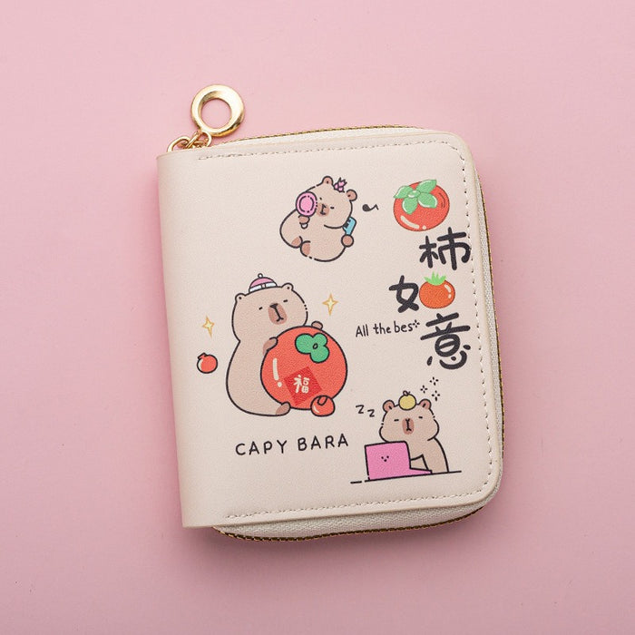 Wholesale Cute Cartoon Short PU Capi Bara Children Student Simple Coin Purse Card Holder Wallet JDC-WT-QT003