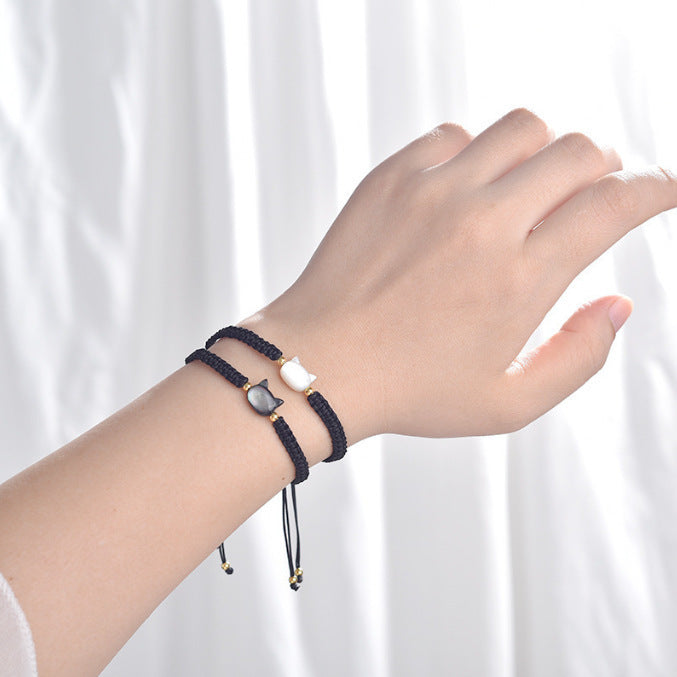 Wholesale Shell Cat Handmade Braided Hand Rope Couple Bracelet, Small and Simple Versatile Handmade Decoration