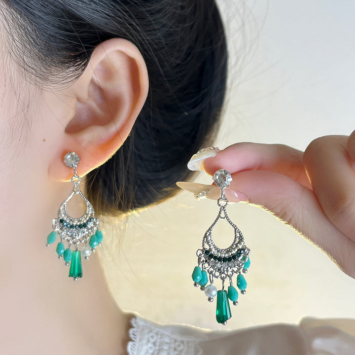 Wholesale  Color Silk Earrings Long Zircon Tassel Earrings