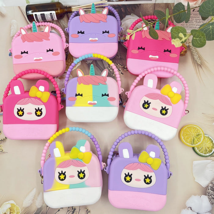 Wholesale  handbag children's silicone coin purse student bag cartoon girl storage bag