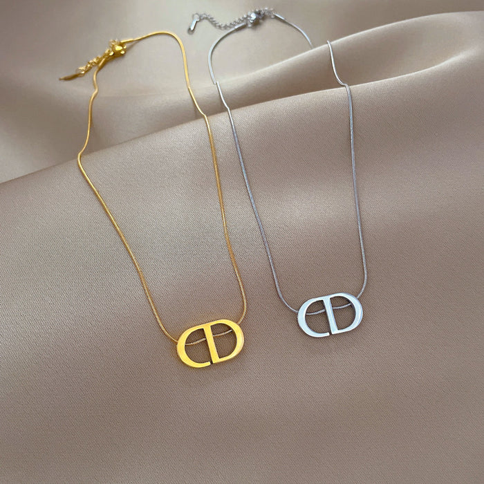 Wholesale Titanium Steel Letter Real Gold Necklace for Women JDC-NE-LG041