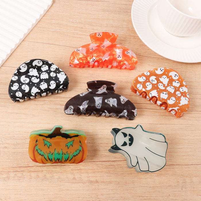 Wholesale PVC  Glow In The Dark Pumpkin Ghost Shark Hair Clip Boutique Resale Hair Accessory