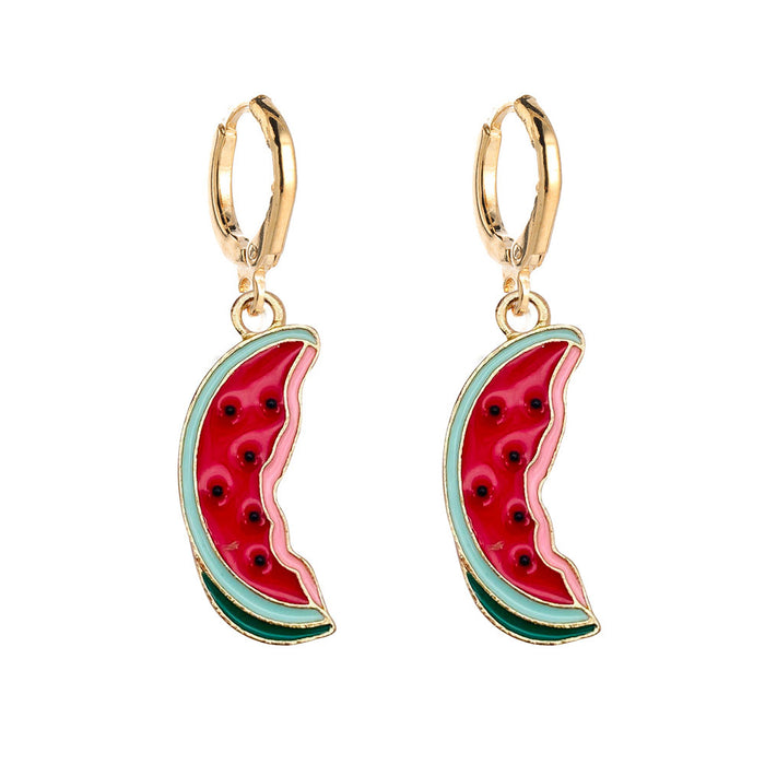 Wholesale fruit earrings Lemon avocado strawberry cute fruit alloy drop earrings jewelry