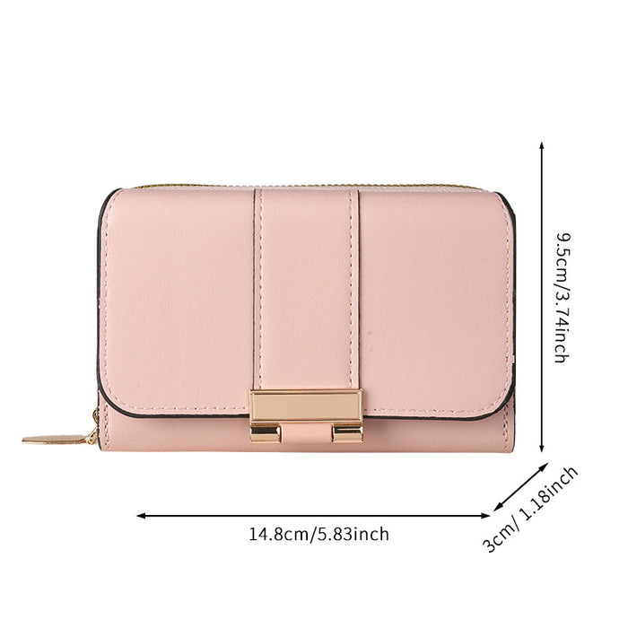 Wholesale Women' s Black PU Leather Tri-fold Wallet with Car ing and Multiple Card Slots - Everyday Fashion Accessory