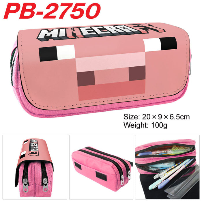 Wholesale Cartoon Game Themed Canvas Pencil Case Double Layer Zipper Large Capacity Student Stationery