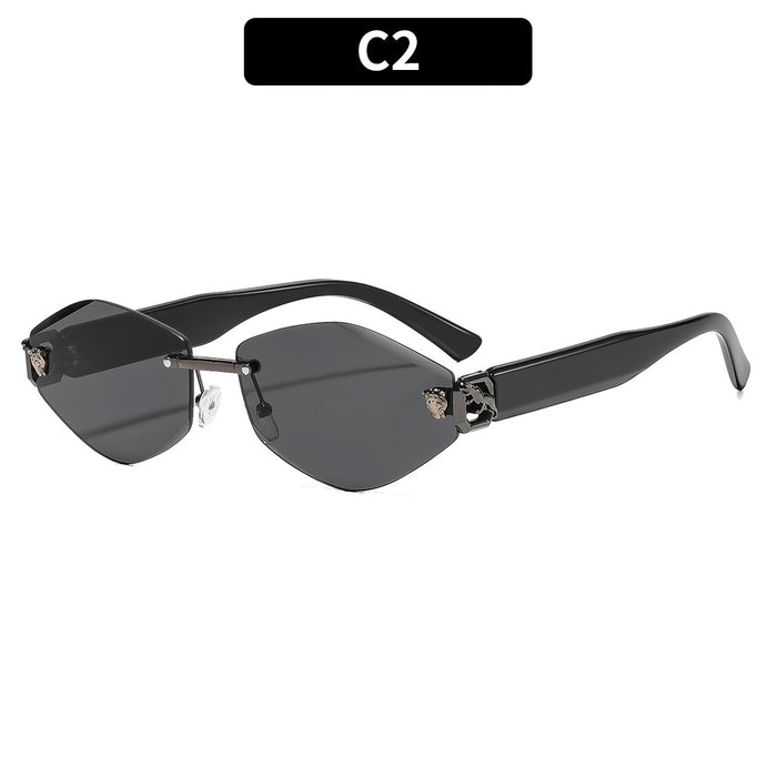 Wholesale Frameless Sunglasses Gold Frame Gray Lens UV400 Street Fashion Accessory