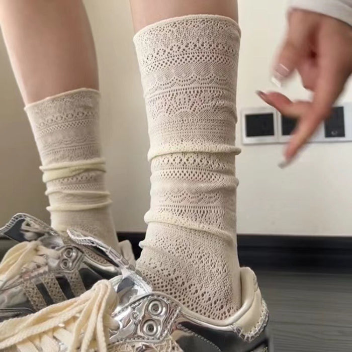 Wholesale Hollow out solid color calf socks, niche trend, retro sexy pile
