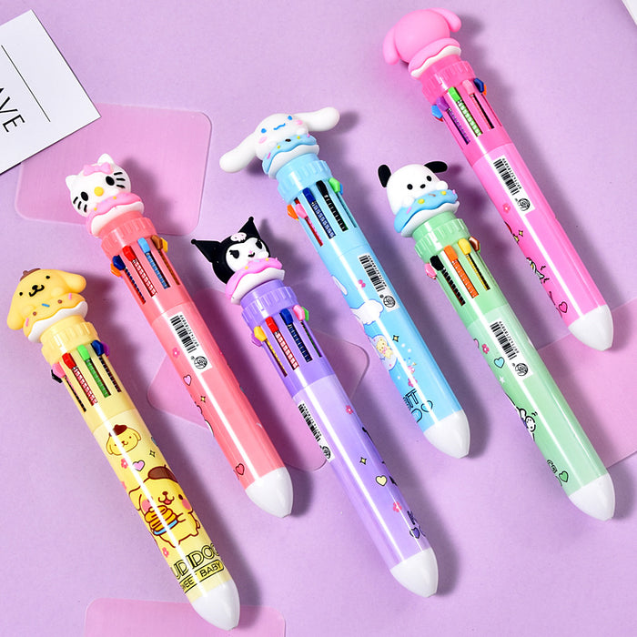 Wholesale full series push gel pen multi-color pen Journal pen carbon water pen black pen ten-color pen