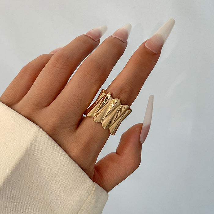 Wholesale Jewelry irregular smooth twisted ring, water droplet alloy wrinkled ring