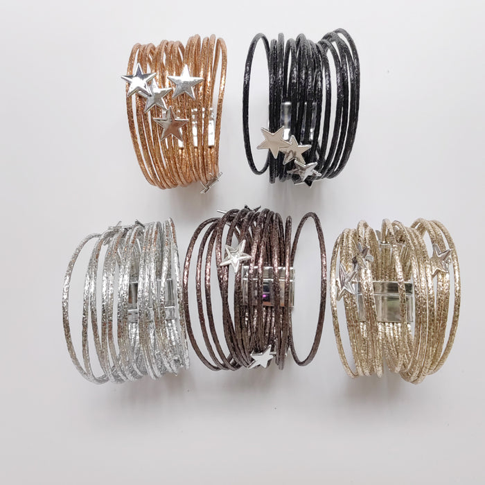 Wholesale Multi layer round bar bracelet, women's fashion bracelet, pentagram accessory, magnetic suction bracelet, wholesale of bracelet