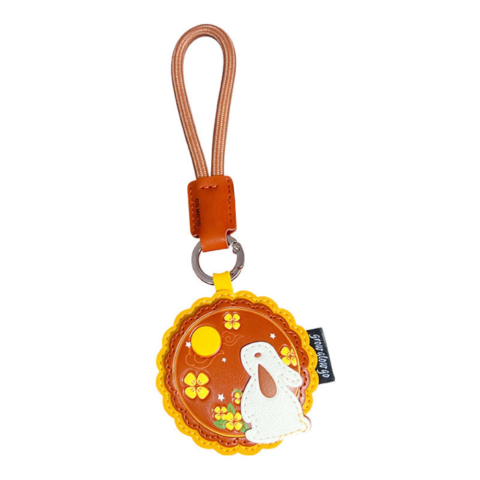Wholesale Leather Mooncake Rabbit Keychain Pendant Cute Car Key Accessory Festival Gift