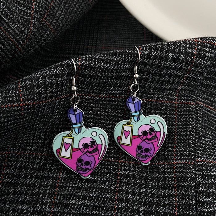 Wholesale  Series Earrings Dark Skull Heart-shaped Earrings Funny Bat Exaggerated Earrings