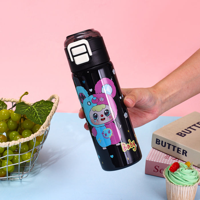 Wholesale Cartoon Double Drinking Cup Stainless Steel Thermos Cup Children' s Water Cup Bounce Lid Straw Cup