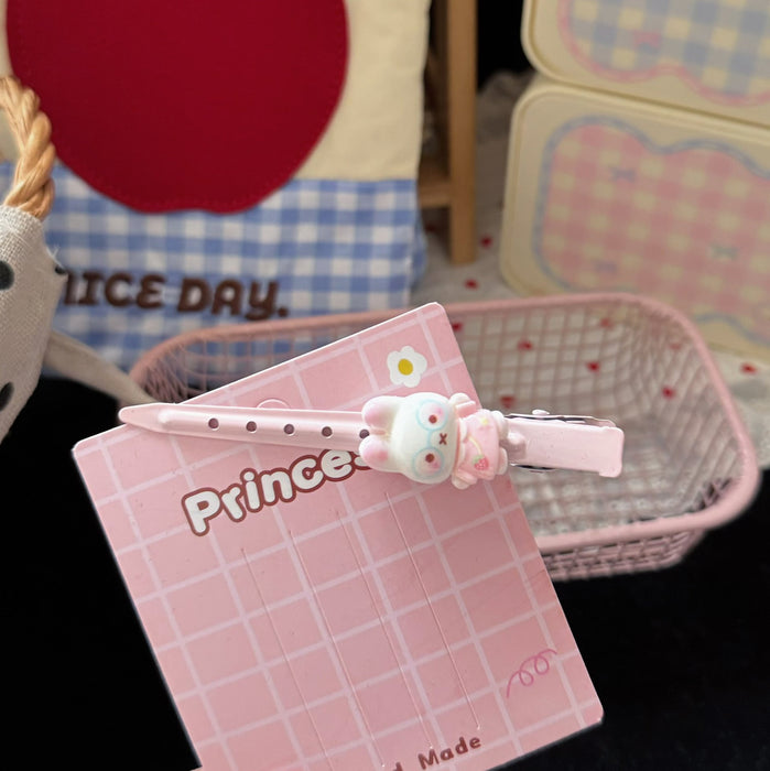 Wholesale Resin Bunny Duckbill Hair Clip Cute Kawaii Pink Barrette For Girls Stylish Hair Accessory Boutique Resale