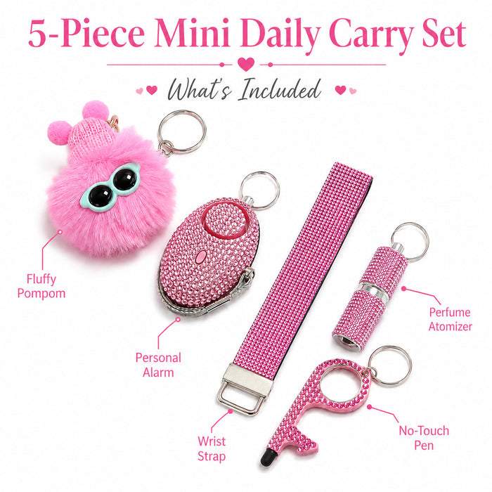 Wholesale Simple Style Alloy Self Defense Alarm Keychain With Wrist Strap And Pom Pom Black Decorative Accessory For Resale