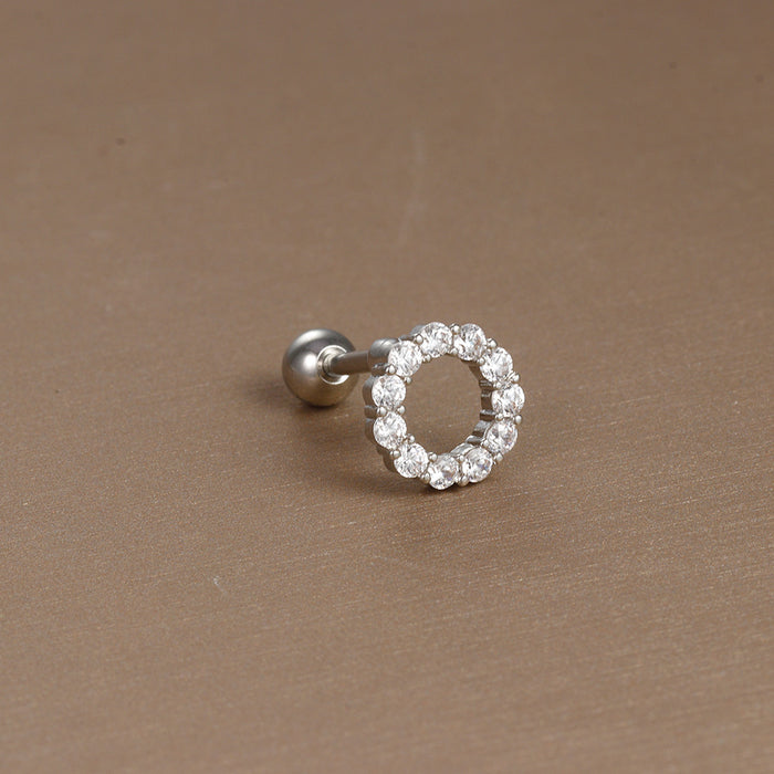 Wholesale Jewelry Stainless Steel Ear Nail Zircon Ball Screw Women