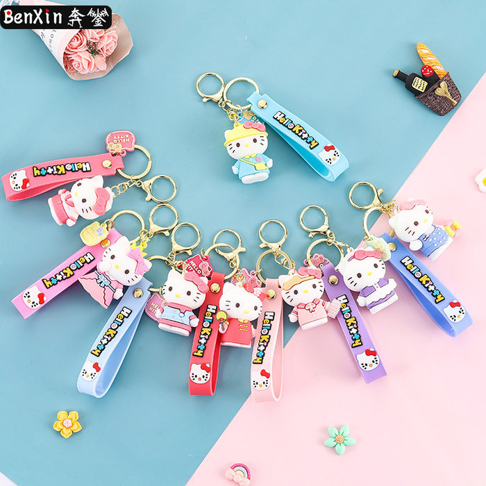 Wholesale Cartoon  silicone doll keychain car pendant  couple bag doll machine key pendant